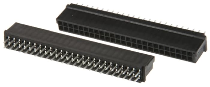 TE Connectivity AMPMODU Series Straight Through Hole Mount PCB Socket, 60-Contact, 2-Row, 2.54mm Pitch, Press-In