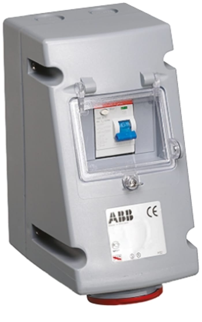 Amphenol Industrial, Critical & Safe IP44 Red Wall Mount 3P + N + E RCD Industrial Power Connector Socket, Rated At