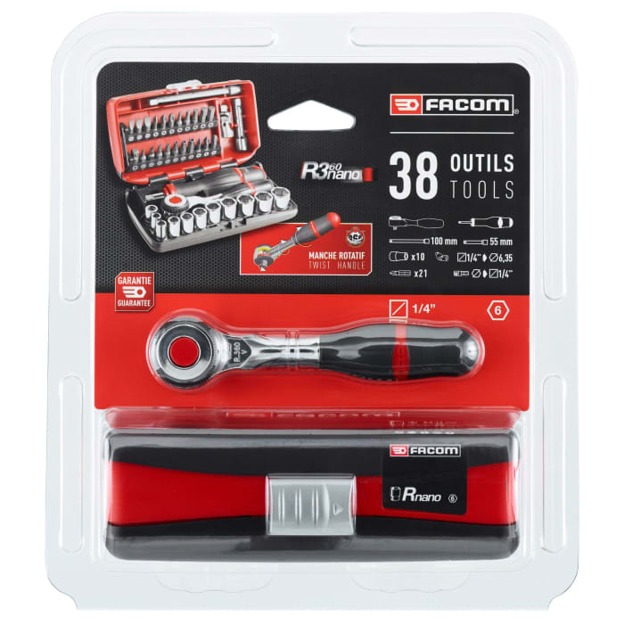 R.360NANOPB Facom | Facom 38-Piece 1/4 in 6 Point Socket Set | 722-7160 ...