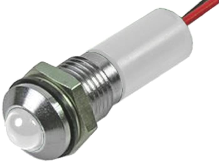 RS PRO White Indicator, 2V dc, 8mm Mounting Hole Size, Lead Wires Termination
