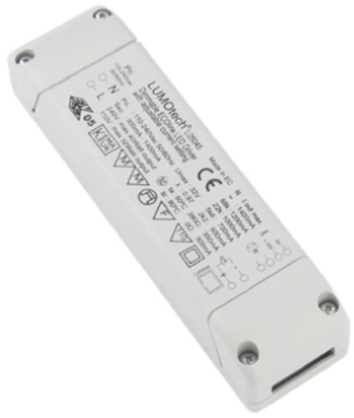 Driver LED corriente constante Lumotech, IN: 110 → 240 V ac, OUT: 15 → 32V, 0.3 → 1.4A, 40W,