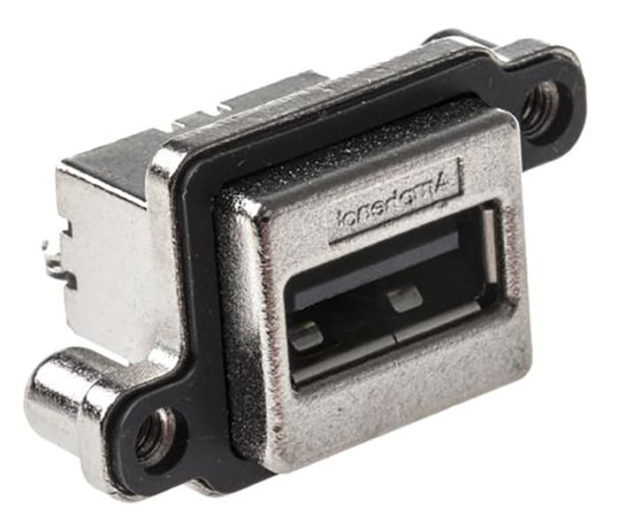 Amphenol ICC Right Angle, Through Hole, Socket- Single Port Type A USB Connector