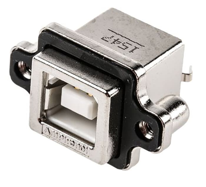 Amphenol ICC Straight, Through Hole, Plug- Single Port Type B USB Connector