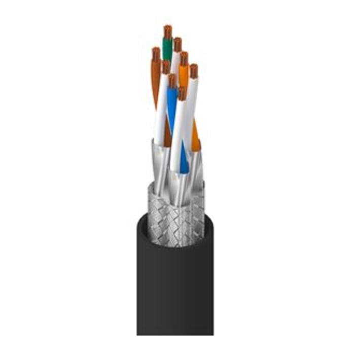 Cable Ethernet Cat7 S/FTP Belden de color Negro, long. 305m, funda de Poliuretano (PUR)