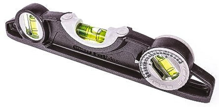 Nivel de burbuja magnético Stanley, long. 250mm, precisión ±0,5 mm/m, con 3 viales, impermeable