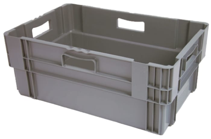 RS PRO 47L Grey PP Large Storage Box, 240mm x 400mm x 600mm
