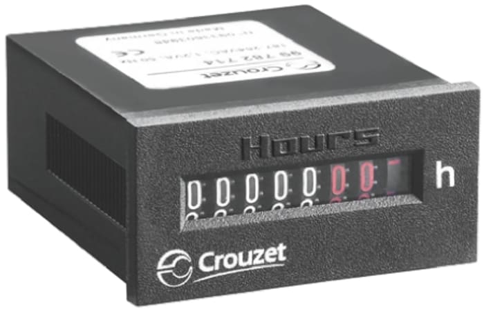 Crouzet CHM24 Hour Meter, 7 Digit Mechanical, 30 V ac