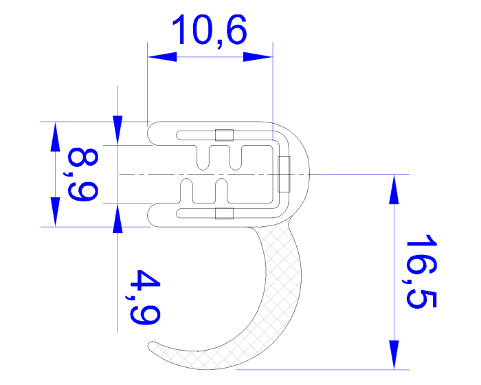 RS PRO Türdichtung, Typ , EPDM, Schwarz, B. 10mm, H. 7,5 mm, L