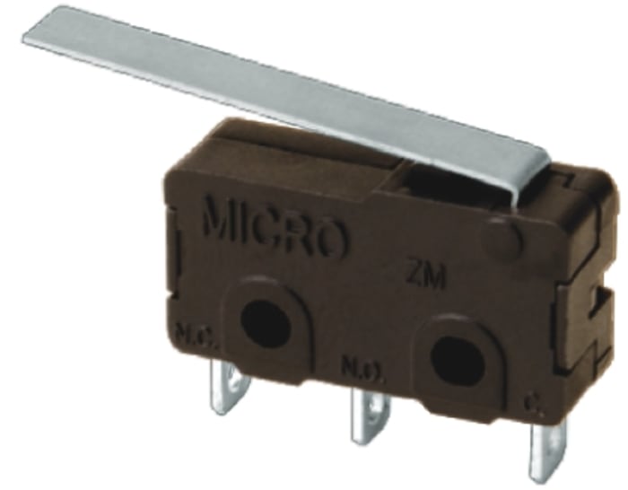 Honeywell Long Straight Lever Microswitch, PCB Terminal, 100 mA @ 30 V dc, SPDT