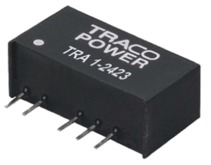 TRACOPOWER TRA 1 DC-DC Converter, ±5V dc/ ±100mA Output, 10.8 → 13.2 V dc Input, 1W, Through Hole, +85°C Max