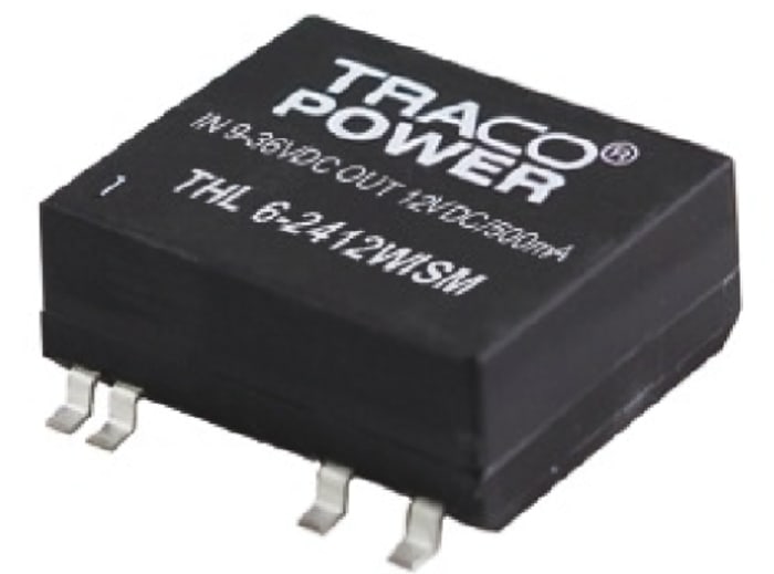 TRACOPOWER THL 6WISM DC-DC Converter, ±5V dc/ ±600mA Output, 9 → 36 V dc Input, 6W, Surface Mount, +75°C Max