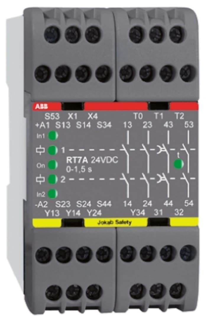 Relais de sécurité ABB RT7A, 24V c.c., 1, 2 canaux, 5 contacts de sécurité