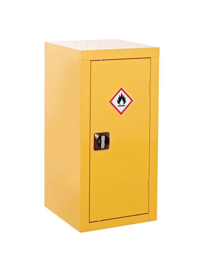 Armoire pour produits dangereux, 1 étagère, Jaune, verrouillable, 900mm x 460mm x 460mm