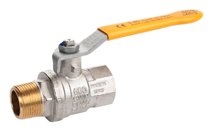RS PRO Brass Full Bore, 2 Way, Ball Valve, Threaded, BSPP 3/4in, 40 → 30bar Operating Pressure