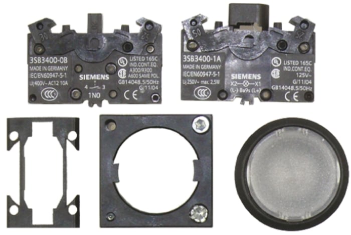 Siemens 3SB3 Series Illuminated Push Button, Panel Mount, 22mm Cutout, SPST, IP67