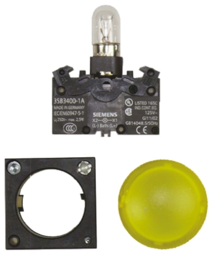 Siemens, Panel Mount Yellow Control station indicator, 22mm Cutout, IP66, 400 V ac/dc