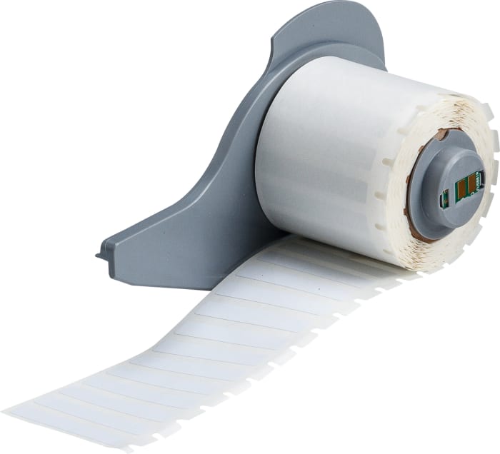 Brady B-473 Static Dissipative Polyester White Label Roll, 38.1mm Width, 6.35mm Height