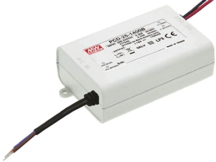 MEAN WELL LED Driver, 24 → 36V Output, 25.2W Output, 700mA Output, Constant Current Dimmable