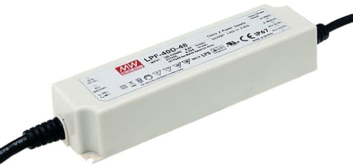 MEAN WELL LED Driver, 42V Output, 40.32W Output, 960mA Output, Constant Voltage Dimmable