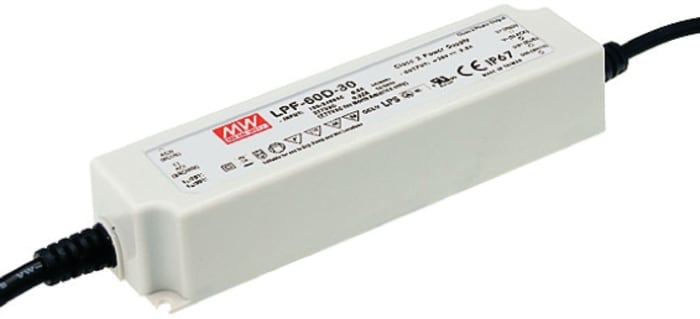 MEAN WELL LED Driver, 48V Output, 60W Output, 1.25A Output, Constant Voltage Dimmable