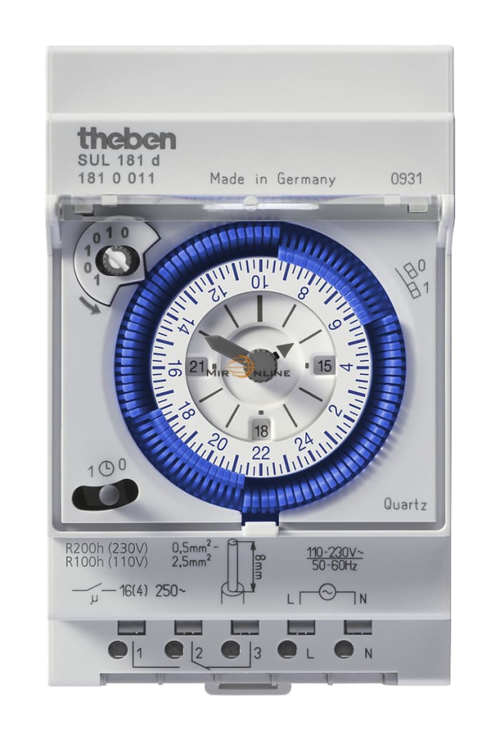 Theben / Timeguard Zaman Saati (Raya Monte), Analog, 110 → 230 V ac, Ölçülen Parametre: Saat