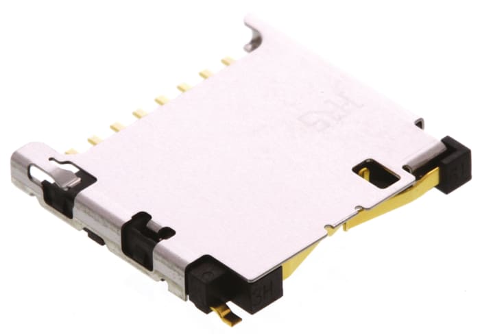 Hirose 8 Way Right Angle Micro SD Memory Card Connector With Solder Termination