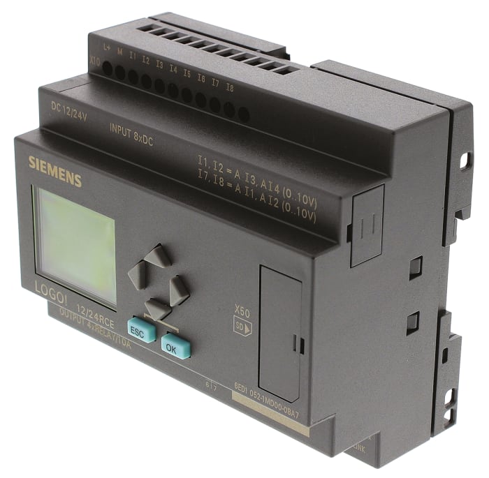 Siemens LOGO! 7 Logic Module, 12 → 24 V dc Digital, Relay, 8 x Input, 4 x Output With Display