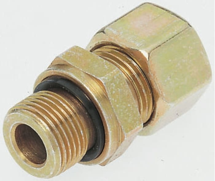 Adaptateur droit fileté hydraulique Parker GE-R-ED vers Enfichable, 12 mm G 3/8 Mâle