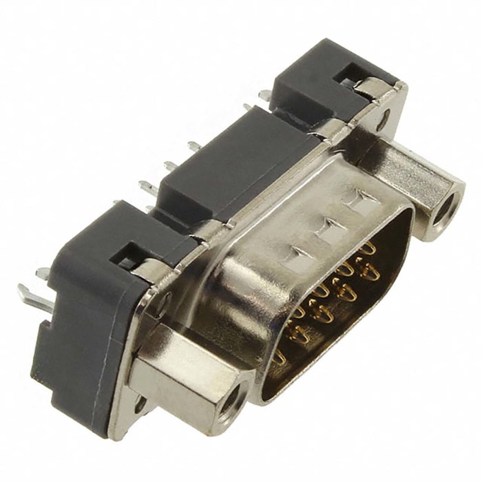 HARTING D-Sub Standard 9 Way Through Hole D-sub Connector Plug, 2.74mm Pitch, with 4-40 UNC Threaded Inserts, Boardlocks
