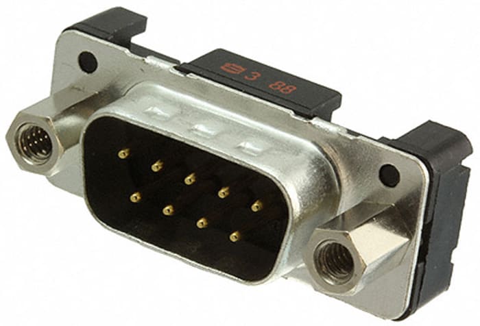 HARTING D-Sub Standard 9 Way Through Hole D-sub Connector Plug, 2.74mm Pitch, with 4-40 UNC, Female Screw Lock