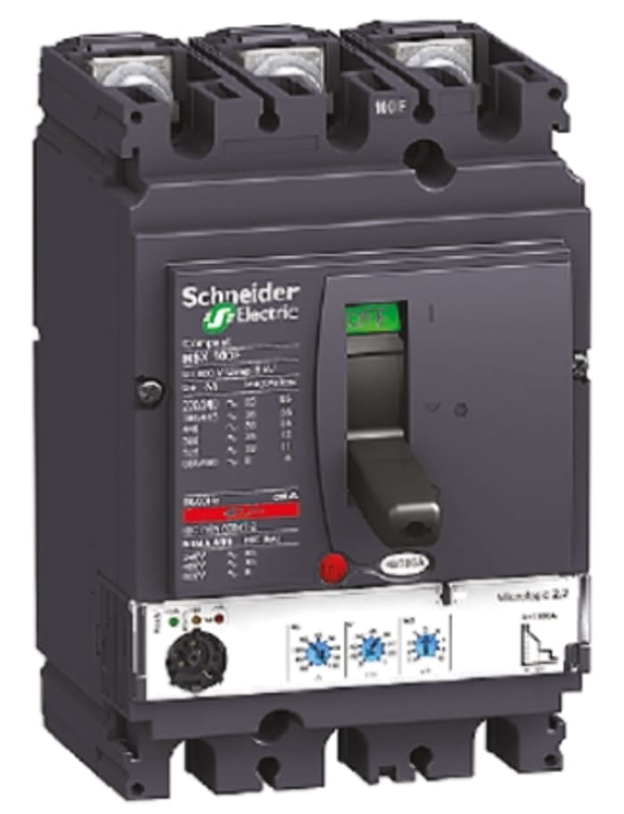 Disjoncteur Schneider Electric Gamme NSX 3 pôles, 160A, pouvoir de coupure 10 kA, montage fixe