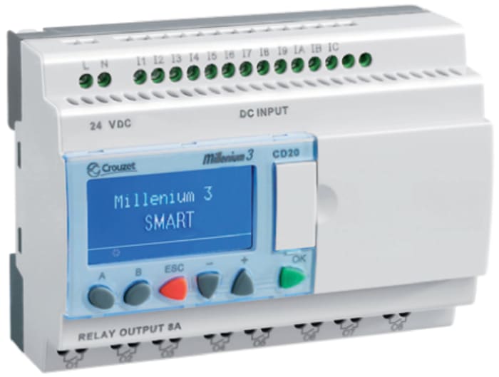 Crouzet Millenium 3 Series Logic Module, 24 V ac Supply, Relay Output, 12-Input, Digital Input