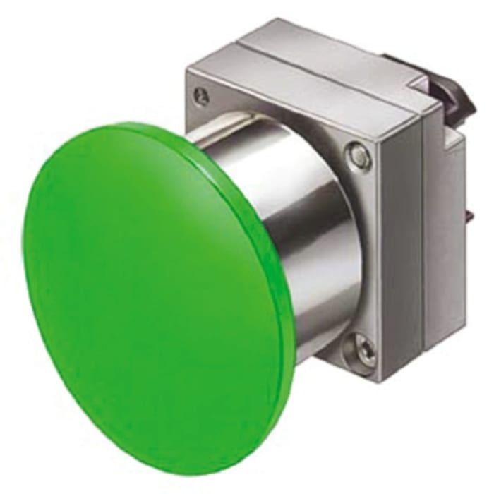 Cabezal de pulsador Siemens serie 3SB3, Ø 22mm, de color Verde, Momentáneo, IP67