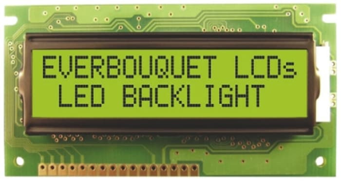 Everbouquet MC16021E8-SYL Alphanumeric LCD Display, Yellow on Green, 2 Rows by 16 Characters
