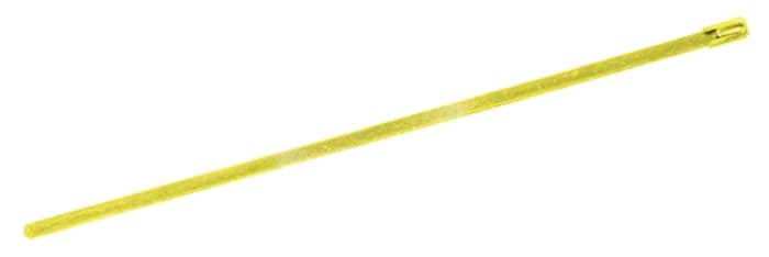 RS PRO Cable Tie, Roller Ball, 125mm x 4.6 mm, Yellow Polyester Coated Stainless Steel, Pk-100