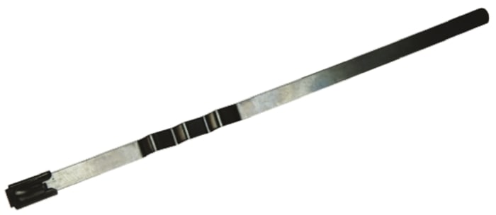 RS PRO Cable Tie, Zig Zag, 200mm x 7.9 mm, Metallic Polyester Coated Stainless Steel, Pk-100