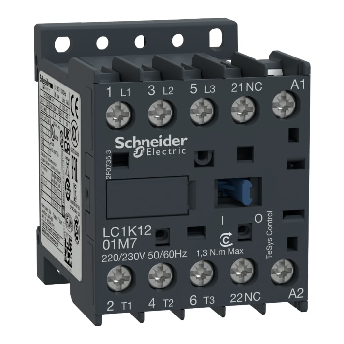 Contacteur Schneider Electric série LC1K, 3 pôles , 3NO, 12 A, 230 V c.a.