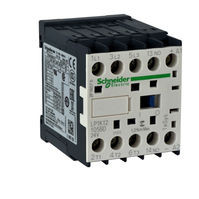 Contacteur Schneider Electric série LP1K, 3 pôles , 3NO, 9 A, 24 V c.c.