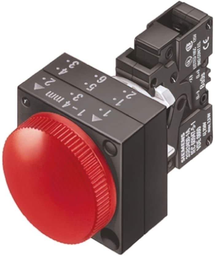 Voyant lumineux LED Siemens Rouge 24 V (c.a./c.c.), Ø découpe 22mm, Montage panneau, IP66
