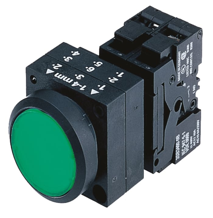 Siemens 3SB3 Series Push Button, Panel Mount, 22mm Cutout, SPST, IP66