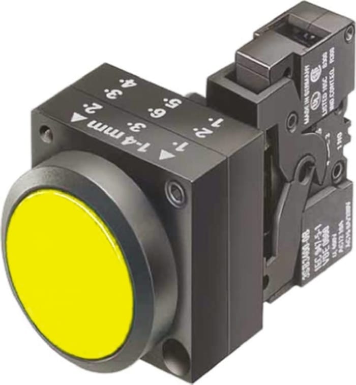 Siemens 3SB3 Series Illuminated Push Button, Panel Mount, 22mm Cutout, SPST, IP66