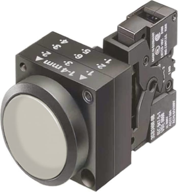 Siemens 3SB3 Series Illuminated Push Button, Panel Mount, 22mm Cutout, SPDT, IP66
