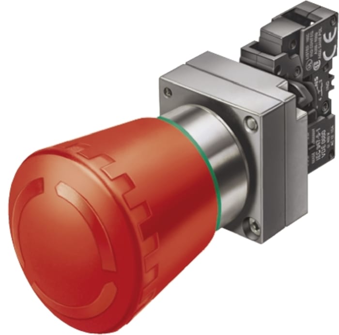 Bouton d'arrêt d'urgence Siemens 3SB3, Montage panneau, dia. 22mm