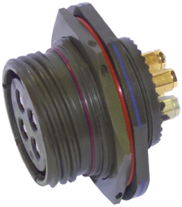 AB Connectors, ABAC, Copper Alloy 22 Way Panel Mount MIL Spec Circular Connector Receptacle, Pin Contacts,Shell Size