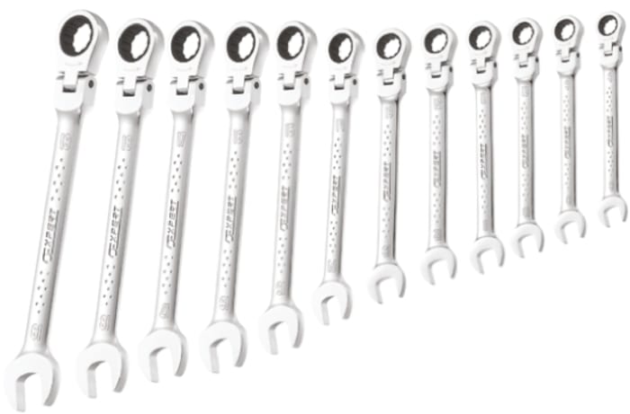 Expert 12-Piece Ratchet Spanner Set, 8; 9; 10; 11; 12; 13; 14; 15; 16; 17; 18; 19 mm, Chrome Vanadium Steel