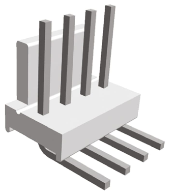 TE Connectivity MTA-100 Series Right Angle Through Hole Pin Header, 4 Contact(s), 2.54mm Pitch, 1 Row(s), Unshrouded