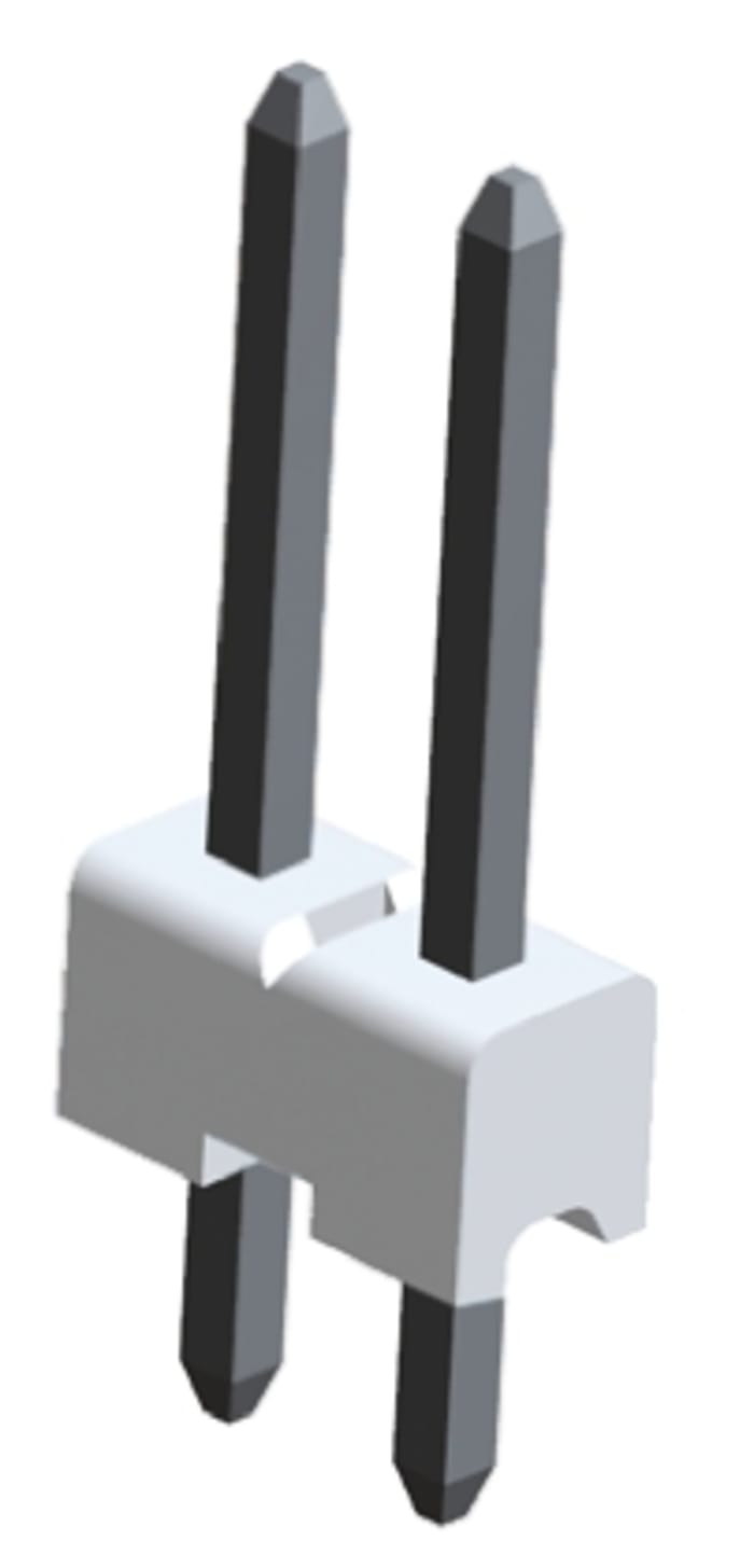 TE Connectivity MTA-100 Series Straight Through Hole Pin Header, 2 Contact(s), 2.54mm Pitch, 1 Row(s), Unshrouded