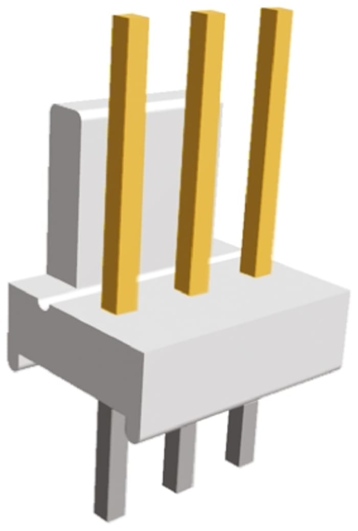TE Connectivity MTA-100 Series Straight Through Hole Pin Header, 3 Contact(s), 2.54mm Pitch, 1 Row(s), Unshrouded
