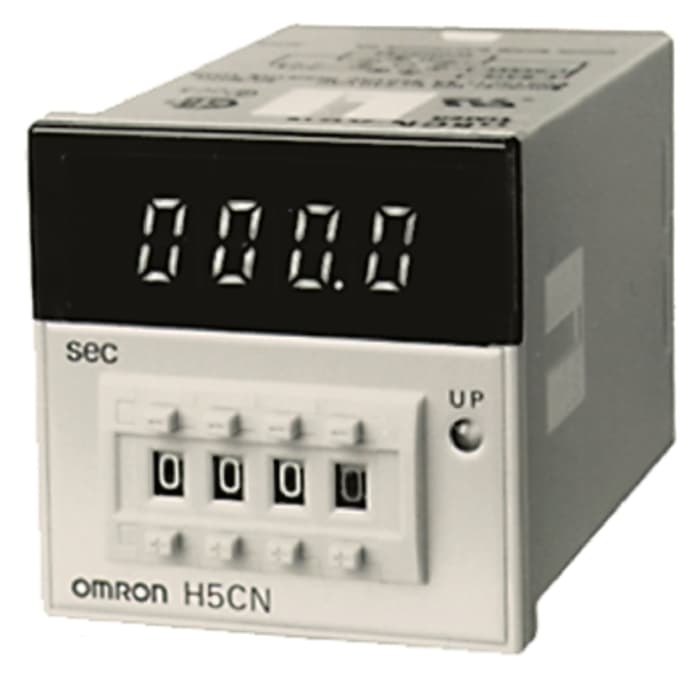 Omron H5CN Series DIN Rail, Panel Mount, Surface Mount Timer Relay, 100 → 240V ac, 1-Contact, 1s, 1-Function