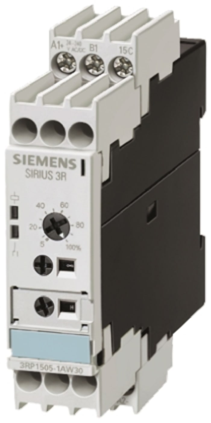 Relais temporisé Siemens, 200 → 240V, Rail DIN, 2 contacts